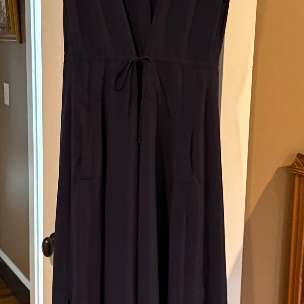 Athleta LG Mara Maxi Dress Navy Blue Tie Waist Pockets #Travelwear #Athleisure - Picture 2 of 16